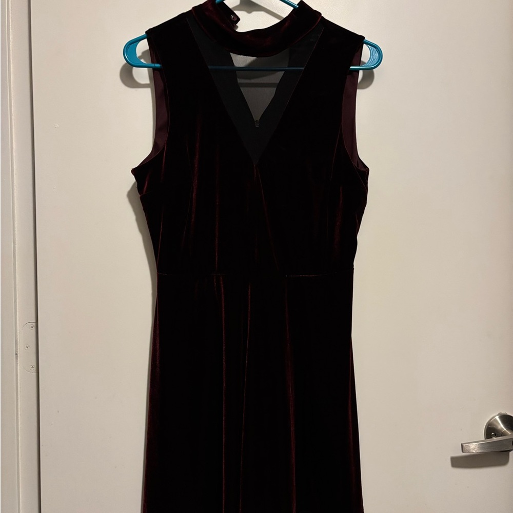 Maroon Velvet Skater Dress